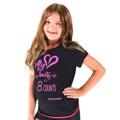 My Heart Beats in 8 Counts Black & Pink T-Shirt - TECOMPS