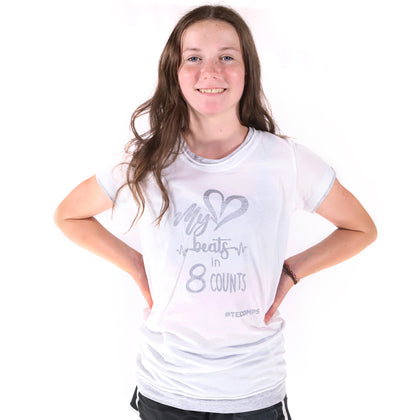 My Heart Beats in 8 Counts White & Grey T-Shirt - TECOMPS
