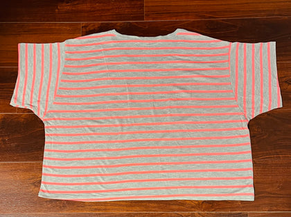 Gray and Orange Striped Crop Top with Rhinestones - TECOMPS