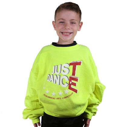 TE Just Dance Sweatshirt Neon Yellow with Red Sparkles - TECOMPS