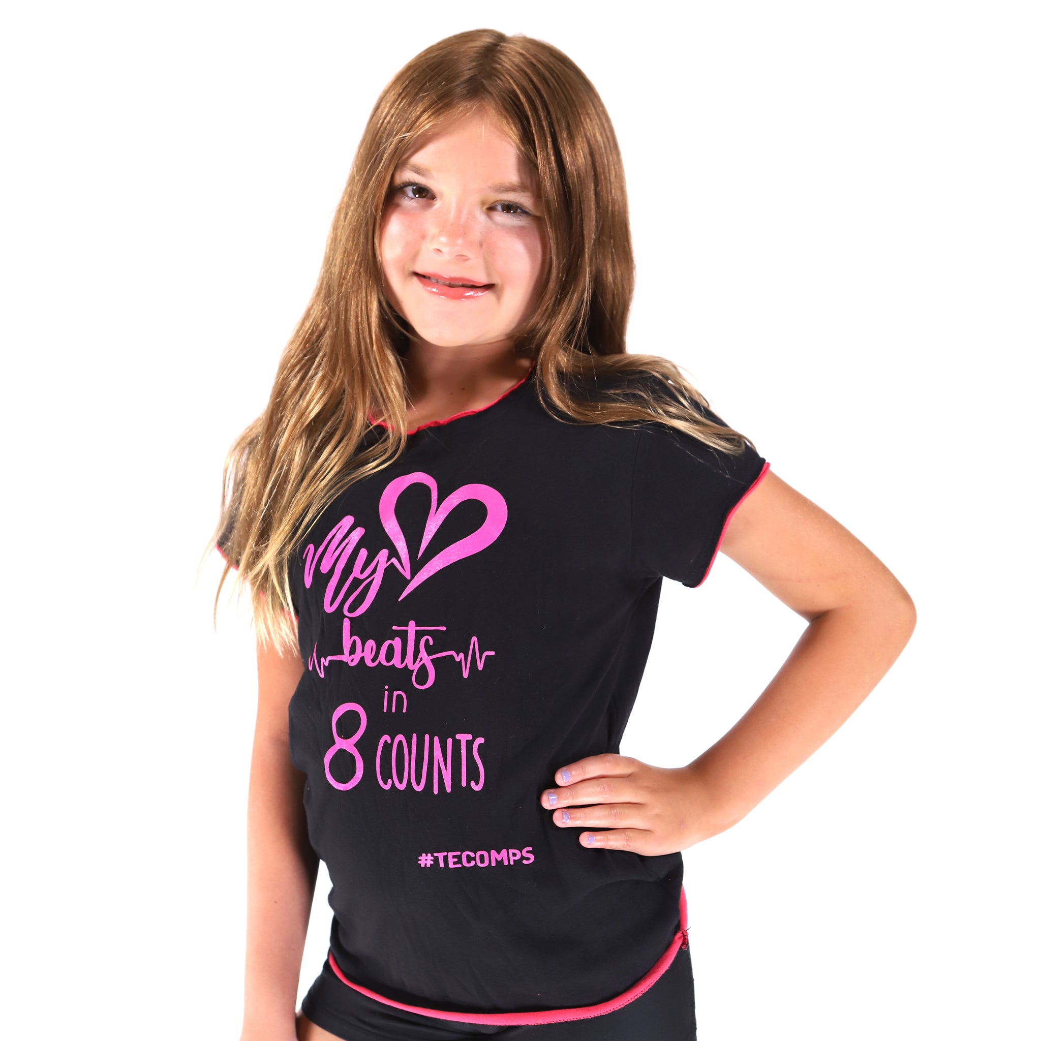 My Heart Beats in 8 Counts Black & Pink T-Shirt