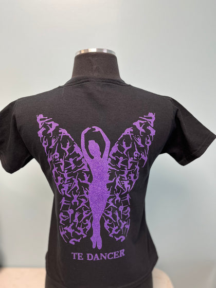 TE Black & Purple Butterfly Dancer Tee w/ Purple Sparkles - TECOMPS